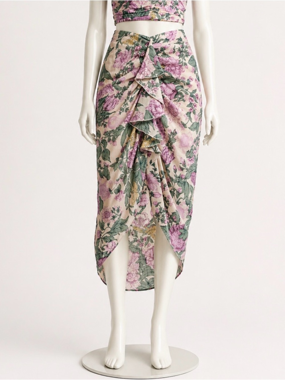 Abercrombie & Fitch Floral Mermaid Ruffle Asymmetric Pencil Skirt